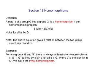 Section 13 Homomorphisms