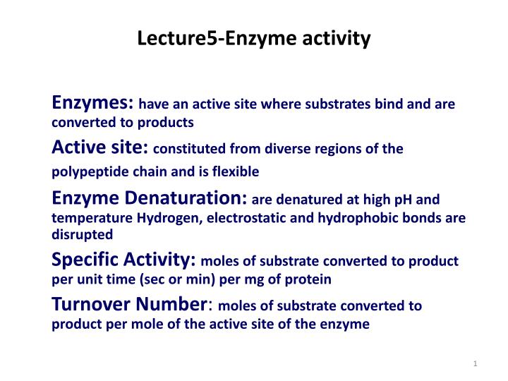 lecture5 enzyme activity