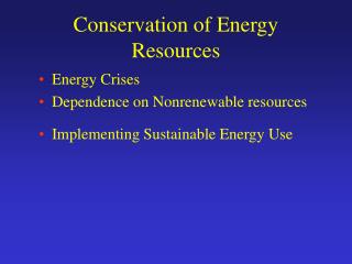 Conservation of Energy Resources