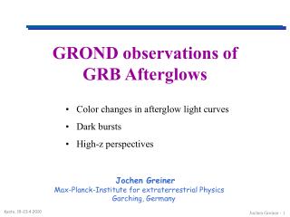 GROND observations of GRB Afterglows
