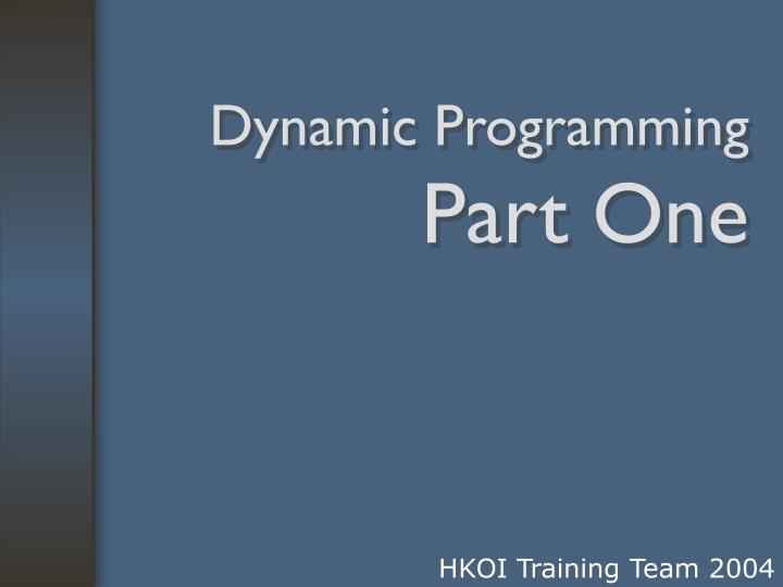 dynamic programming part one