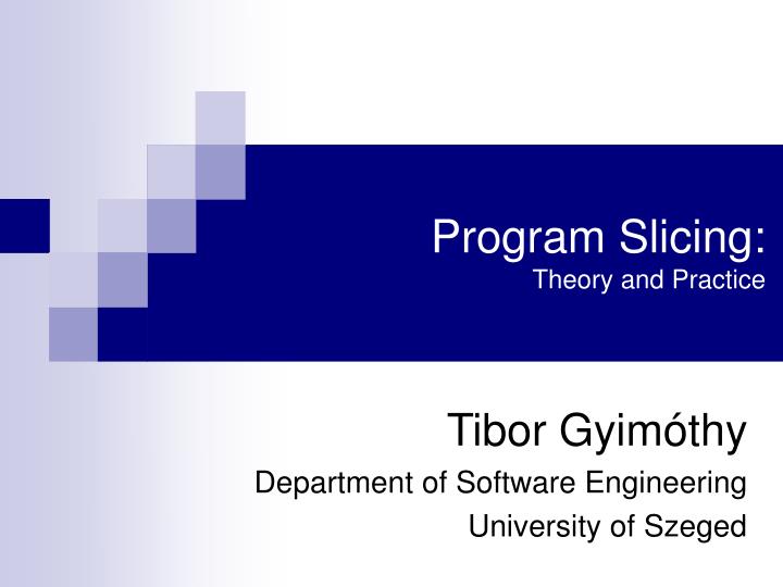 program slicing theory and practice