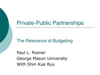 Private-Public Partnerships