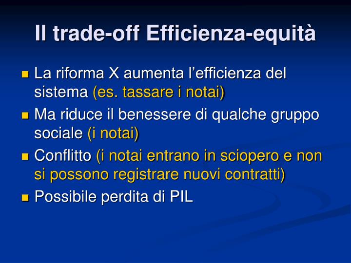 il trade off efficienza equit
