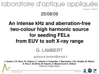 An intense kHz and aberration-free two-colour high harmonic source for seeding FELs