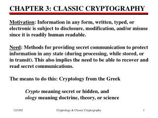CHAPTER 3: CLASSIC CRYPTOGRAPHY