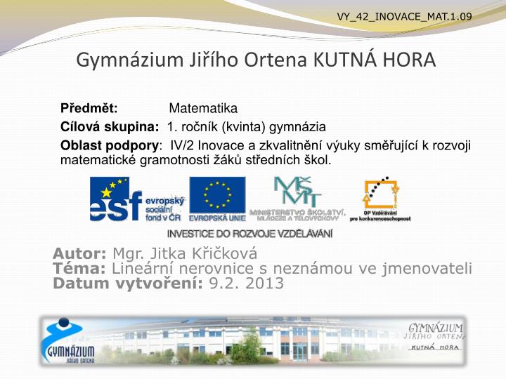 gymn zium ji ho ortena kutn hora