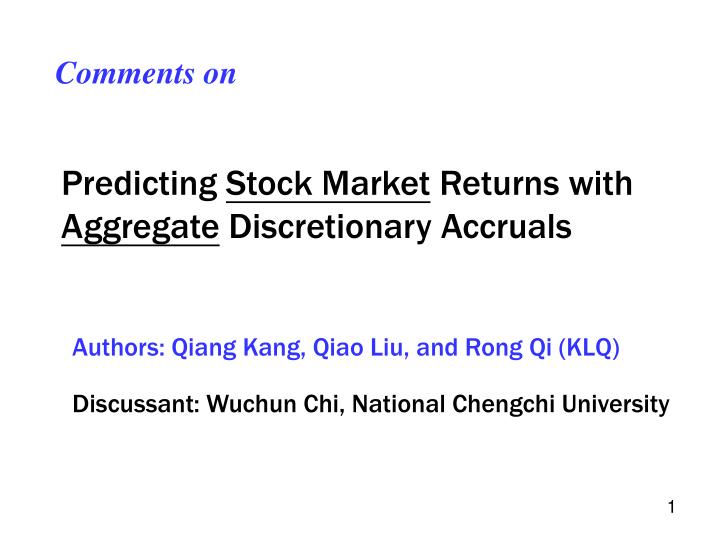 predicting stock market returns with aggregate discretionary accruals