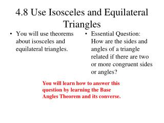 4.8 Use Isosceles and Equilateral Triangles