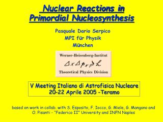 Nuclear Reactions in Primordial Nucleosynthesis