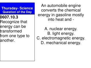 Thursday- Science Question of the Day