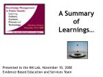 A Summary of Learnings… - slide 1