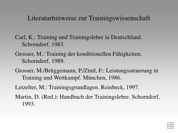 literaturhinweise zur trainingswissenschaft