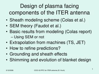 Design of plasma facing components of the ITER antenna