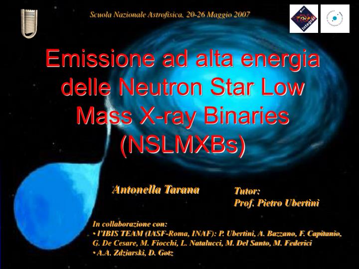 emissione ad alta energia delle neutron star low mass x ray binaries nslmxbs