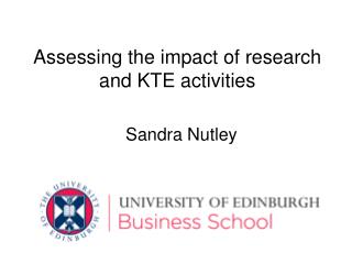 Assessing the impact of research and KTE activities