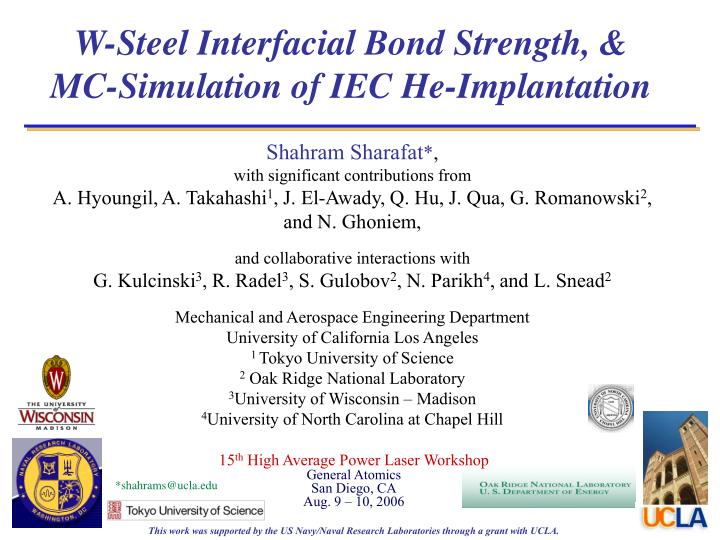 w steel interfacial bond strength mc simulation of iec he implantation