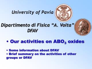 Our activities on ABO 3 oxides Some information about DFAV