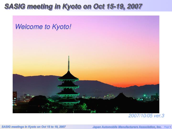 sasig meeting in kyoto on oct 15 19 2007