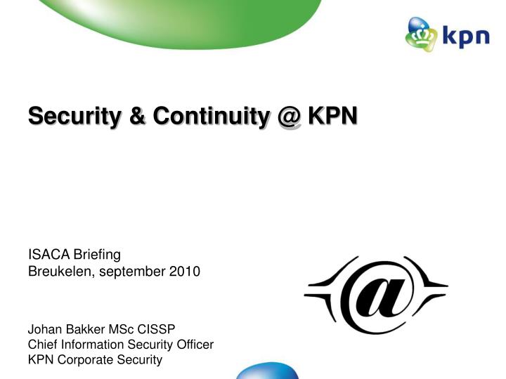 security continuity @ kpn