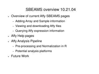 SBEAMS overview 10.21.04