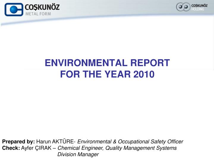 environmental report for the year 2010