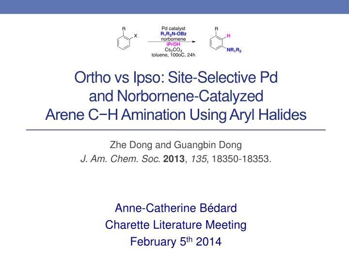 ortho vs ipso site selective pd and norbornene catalyzed arene c h amination using aryl halides