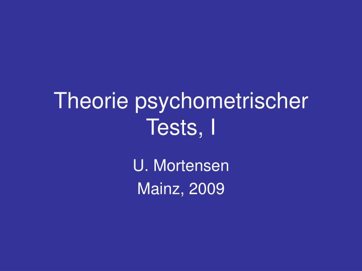 theorie psychometrischer tests i