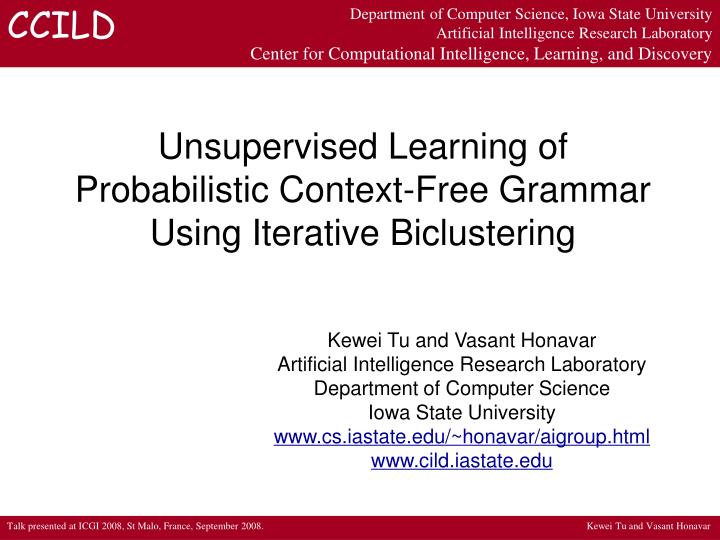 unsupervised learning of probabilistic context free grammar using iterative biclustering