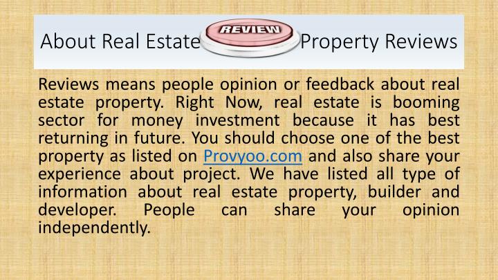 about real estate property reviews