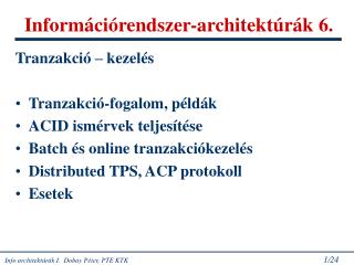 inform ci rendszer architekt r k 6