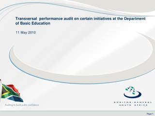 Transversal performance audit on certain initiatives at the Department of Basic Education