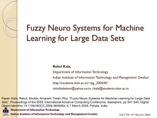 Fuzzy Neuro Systems for Machine Learning for Large Data Sets