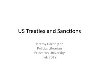 US Treaties and Sanctions