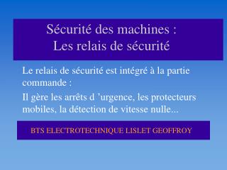 s curit des machines les relais de s curit