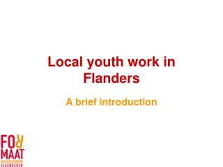 Local youth work in Flanders