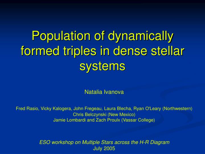 population of dynamically formed triples in dense stellar systems