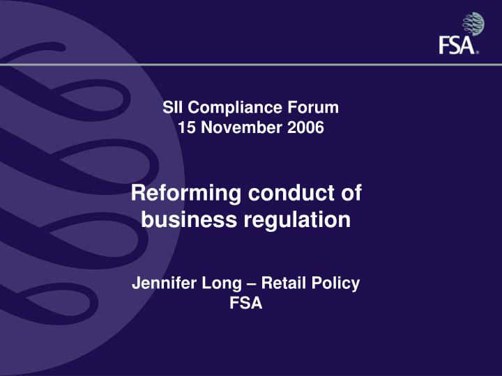 sii compliance forum 15 november 2006