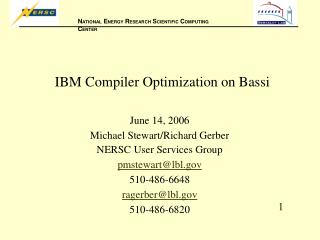 IBM Compiler Optimization on Bassi