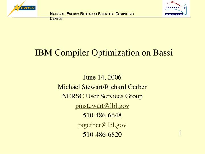 ibm compiler optimization on bassi