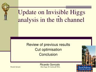 Update on Invisible Higgs analysis in the tth channel