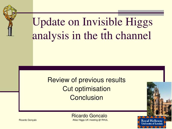 update on invisible higgs analysis in the tth channel