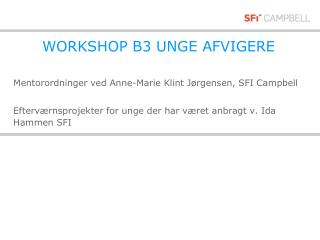 WORKSHOP B3 UNGE AFVIGERE