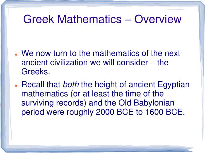 greek mathematics overview
