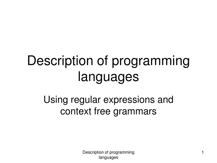 description of programming languages