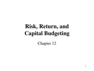 Risk, Return, and Capital Budgeting