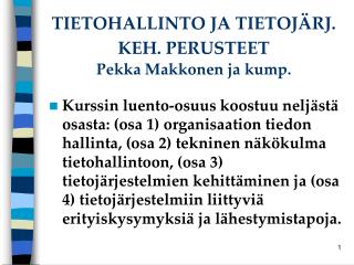 tietohallinto ja tietoj rj keh perusteet pekka makkonen ja kump