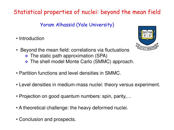 statistical properties of nuclei beyond the mean field