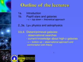 Outline of the lectures