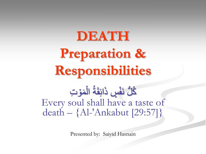 death preparation responsibilities